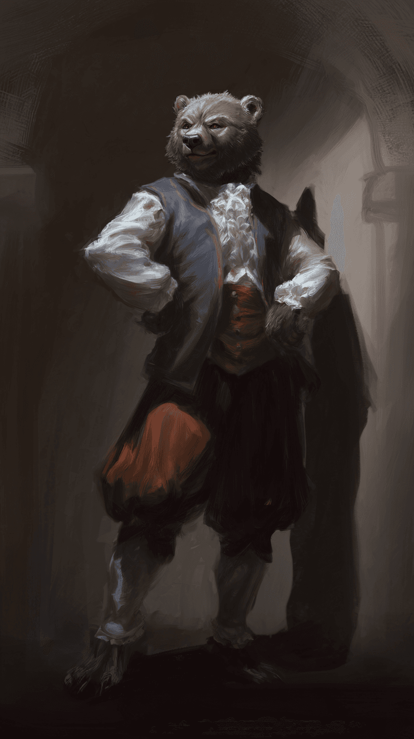 Chiaroscuro example — Dramatic Shadows Bear in Baroque Style (5/6)