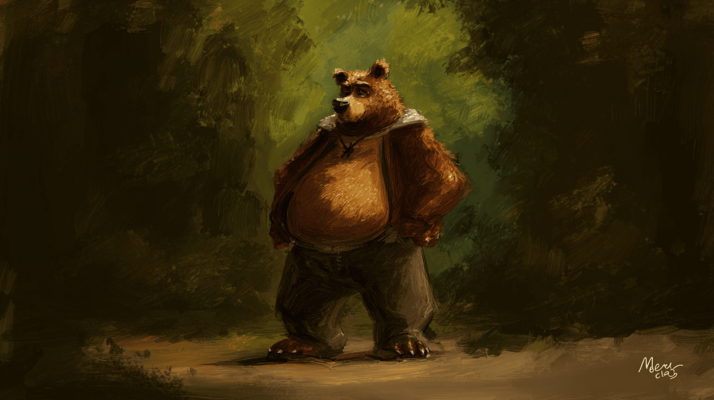 Natural example — Earth Tones Bear in Oil Painting (3/3)