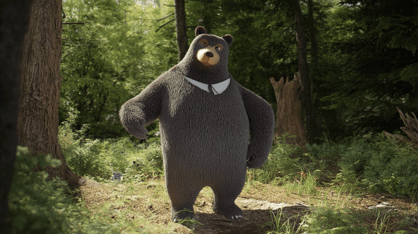 Volumetric example — 3D Rendered Bear in Forest (3/4)