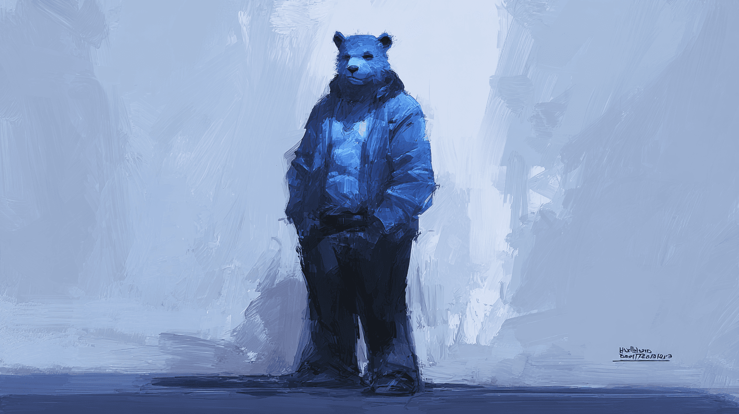 Natural example — Monochromatic Blue Bear in Impressionist Style (1/3)