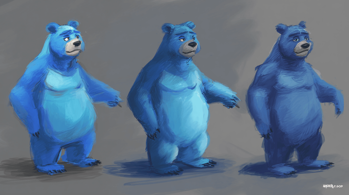 Natural example — Monochromatic Blue Bear in Impressionist Style (2/3)