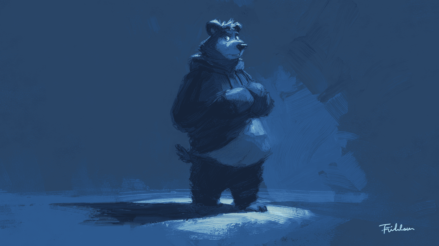 Natural example — Monochromatic Blue Bear in Impressionist Style (3/3)