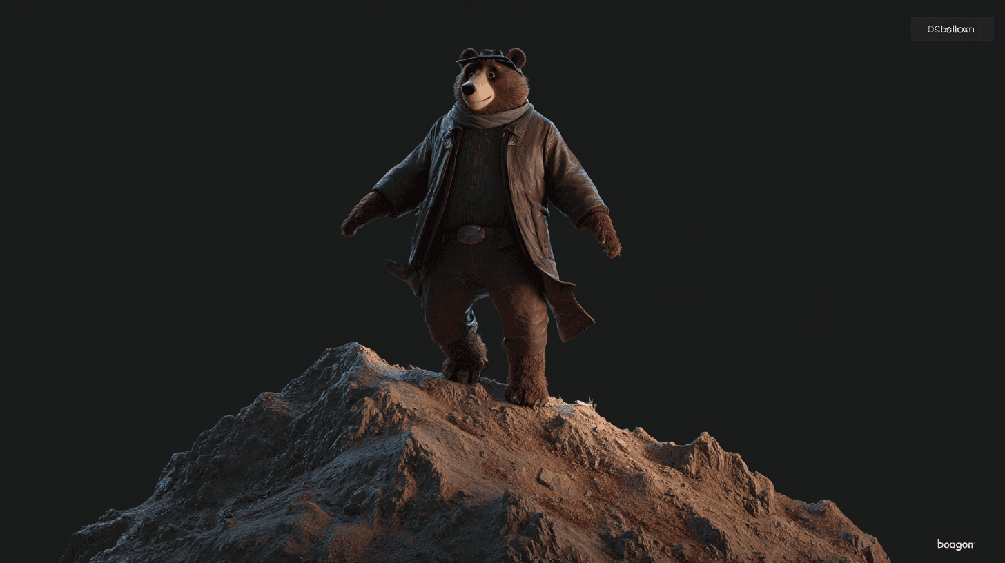 Volumetric example — 3D Rendered Bear in Mountain Terrain (1/3)