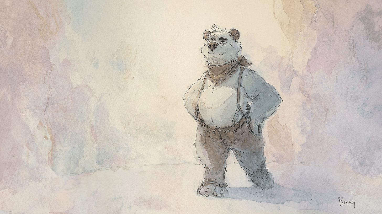 Natural example — Pastel Bear in Watercolor (1/4)