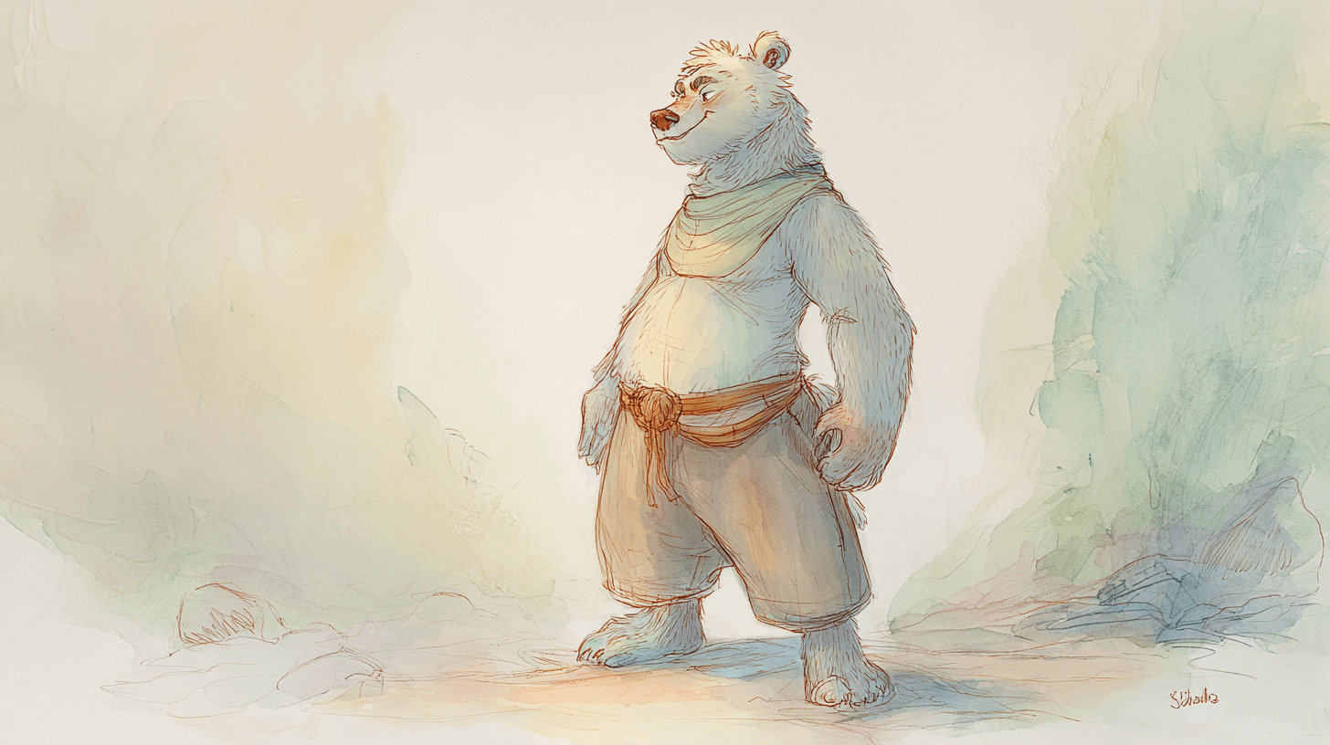 Natural example — Pastel Bear in Watercolor (2/4)