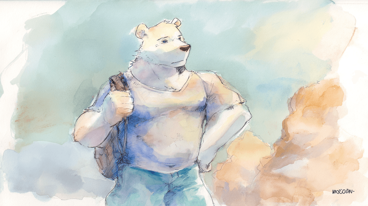 Natural example — Pastel Bear in Watercolor (3/4)