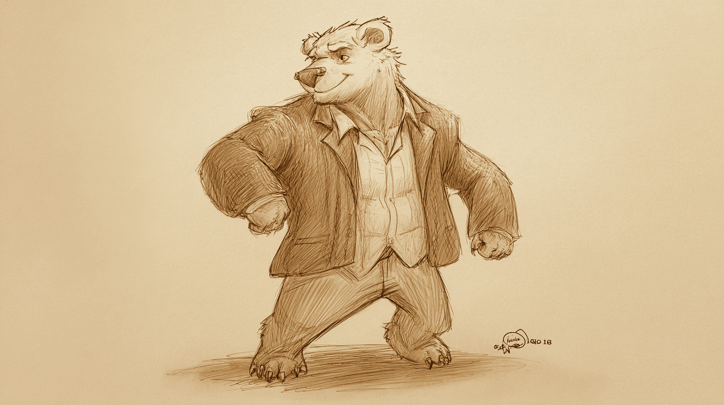 Natural example — Sepia Bear in Pencil Sketch (1/4)