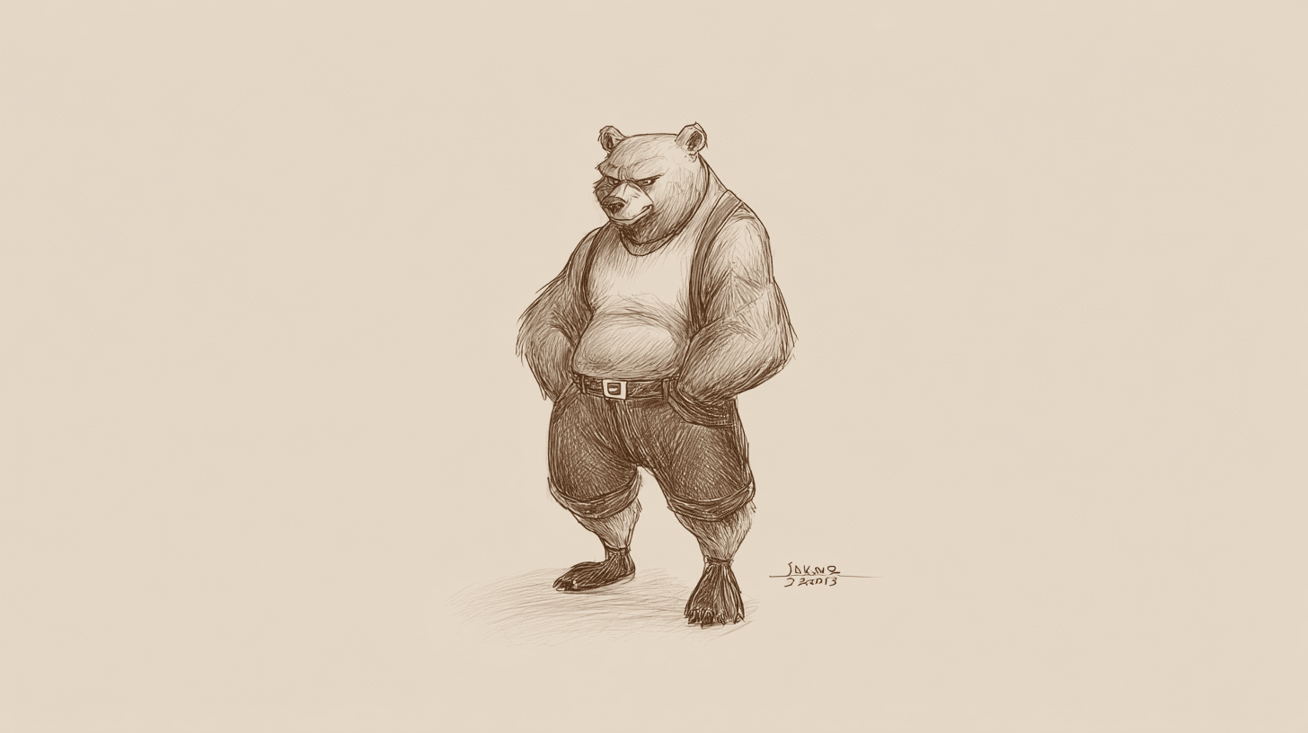 Natural example — Sepia Bear in Pencil Sketch (2/4)