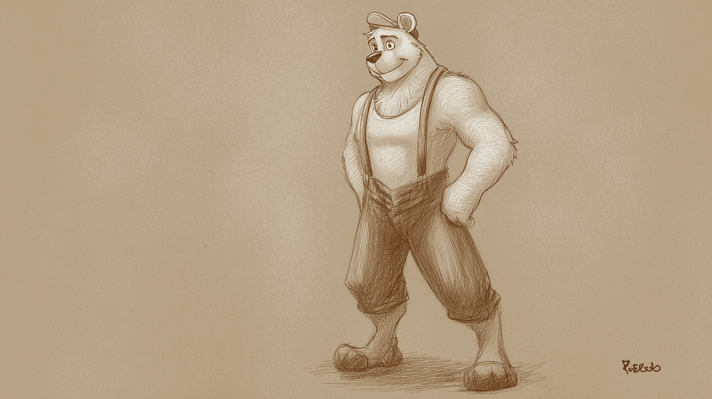 Natural example — Sepia Bear in Pencil Sketch (3/4)