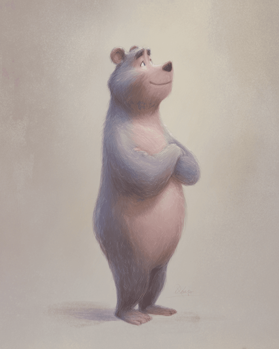 Pastel example — Soft Diffused Bear in Pastel Drawing (3/7)