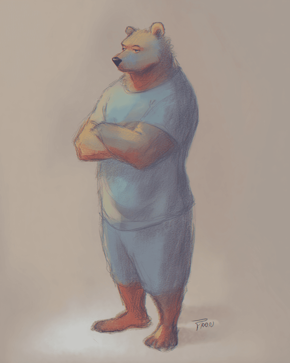 Pastel example — Soft Diffused Bear in Pastel Drawing (5/7)
